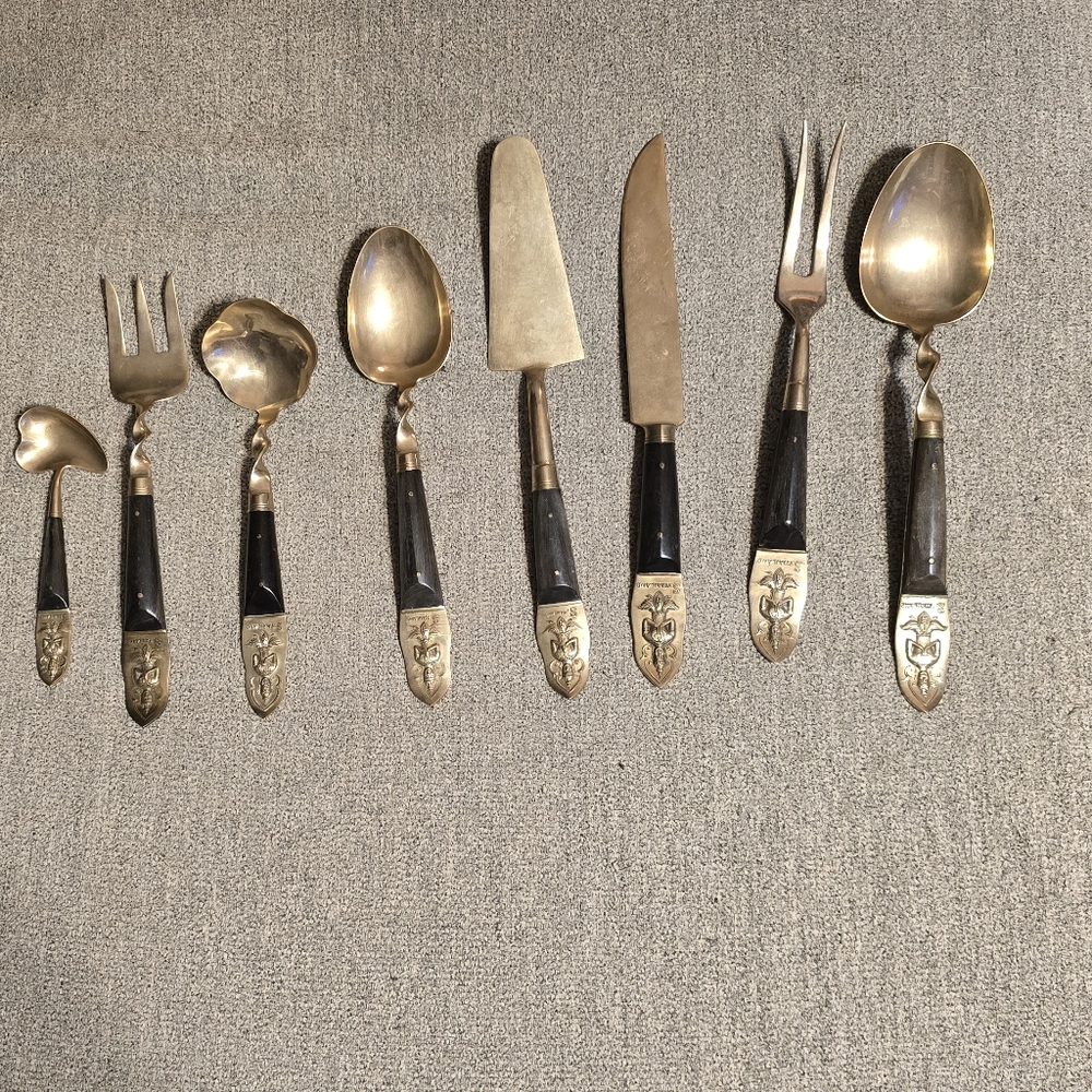 Vintage serving utensils Thailand wood handles